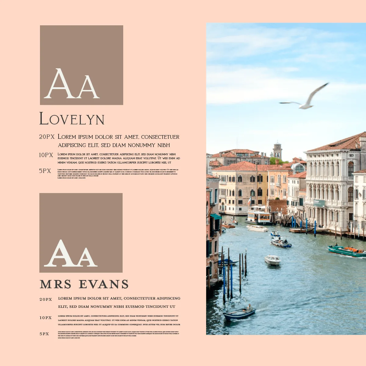 Specimen tipografico e immagine di Venezia per Ecco Concierge