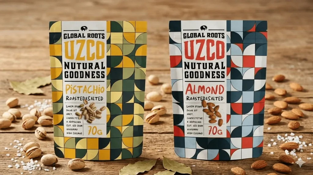 Uzco Nuts: packaging a mosaico per una linea di frutta secca
