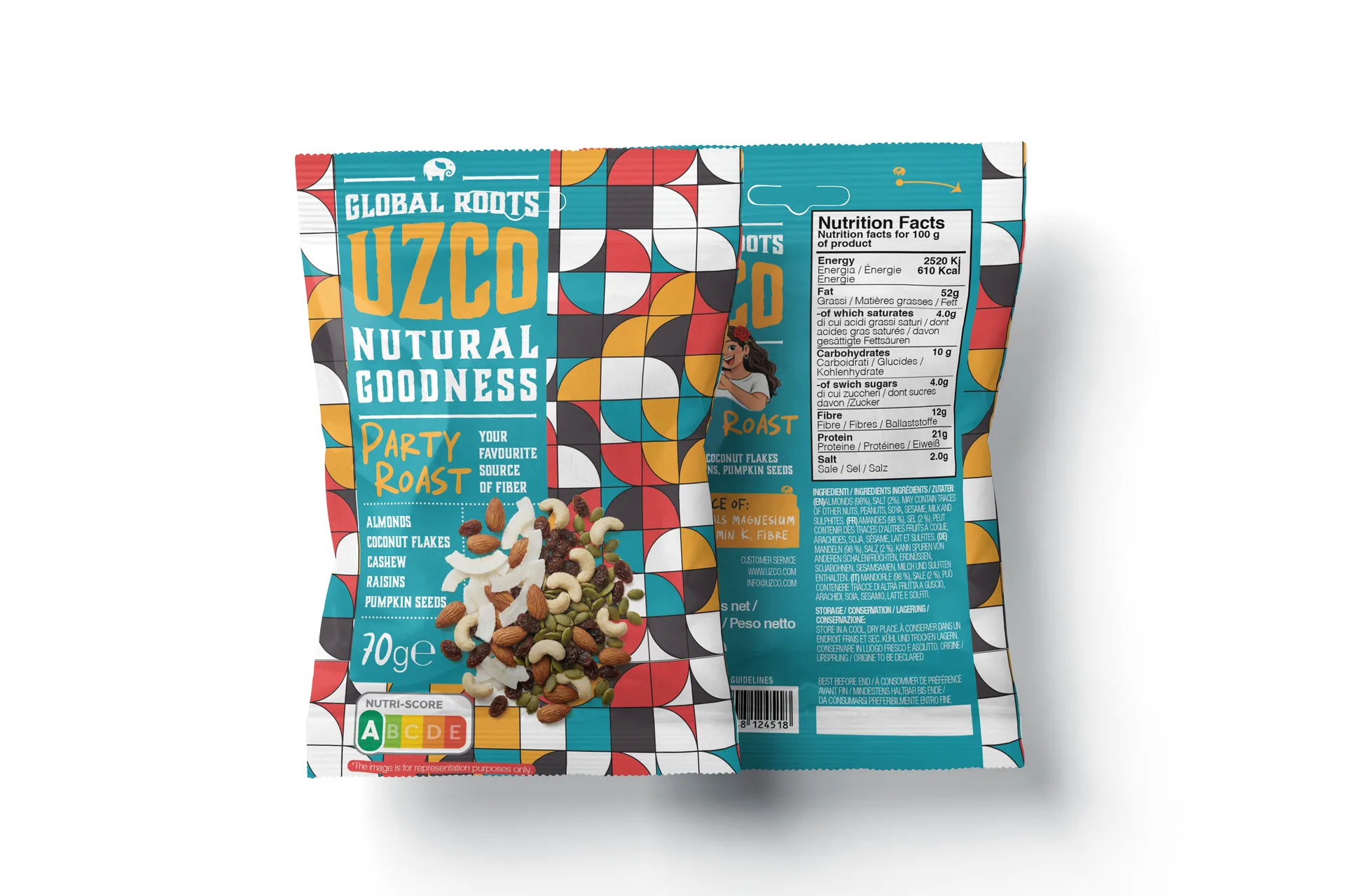 Uzco Nuts — packaging, progetto di Tacci